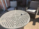 Patio Glider Swivel Chairs & Table Firepit
