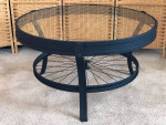 BLACK METAL BYCYCLE  WHEEL COFFEE TABLE