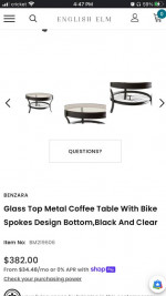BLACK METAL BYCYCLE  WHEEL COFFEE TABLE