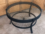 BLACK METAL BYCYCLE  WHEEL COFFEE TABLE