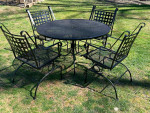 Beautiful Wrought Iron Patio Set Table and 4 Rockers**