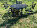 Beautiful Wrought Iron Patio Set Table and 4 Rockers**