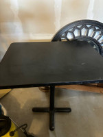 SMALL BLACK CARD TABLE & 3 CHAIRS