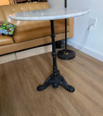 White Marble Top Antique Table with Clawfoot Base