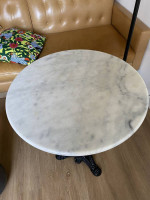 White Marble Top Antique Table with Clawfoot Base