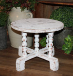 VTG Shabby Distressed White Rustic Farmhouse Plant Stand Stool Table