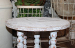 VTG Shabby Distressed White Rustic Farmhouse Plant Stand Stool Table