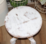 VTG Shabby Distressed White Rustic Farmhouse Plant Stand Stool Table