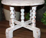 VTG Shabby Distressed White Rustic Farmhouse Plant Stand Stool Table