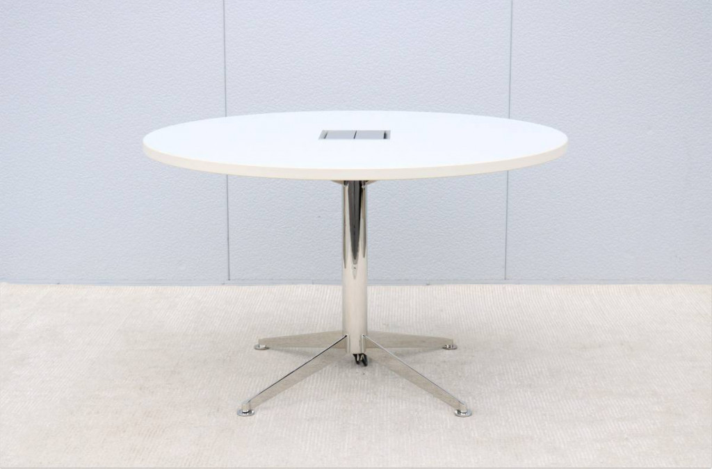 Modern Bernhardt Design Circuit Round White Laminate Conference Table