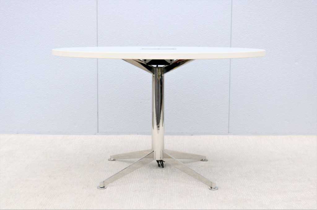Modern Bernhardt Design Circuit Round White Laminate Conference Table