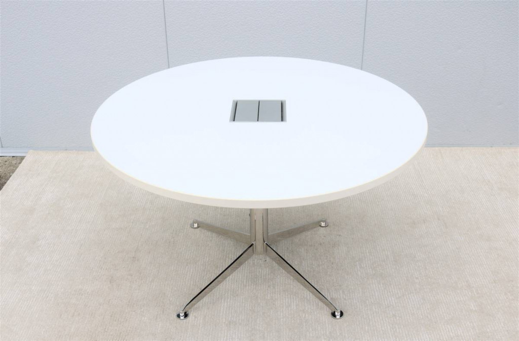Modern Bernhardt Design Circuit Round White Laminate Conference Table