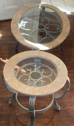 Coffee Table and End Table Marble Glass Metal