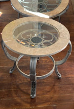 Coffee Table and End Table Marble Glass Metal