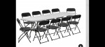 Folding table and 10 chairs Kitchen table and Bench