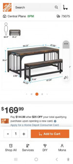 Twin size bed Kitchen table and bench