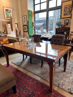 Custom Handmade Solid Oak Dining Table w/ Two Extendable Leaves