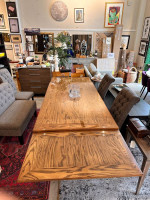 Custom Handmade Solid Oak Dining Table w/ Two Extendable Leaves