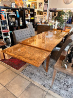 Custom Handmade Solid Oak Dining Table w/ Two Extendable Leaves