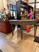 Greek Key Etched Metal Texture Console Table
