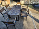 7 Piece Patio Wooden Furniture Set 6 Chairs and Table