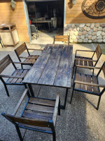 7 Piece Patio Wooden Furniture Set 6 Chairs and Table