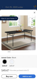 6ft folding table and 6 padded folding chairs