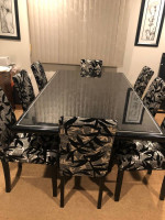 Black Italian Lacquer dining table & 8 chairs
