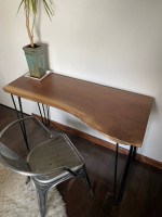 New Custom Made live edge Black Walnut Desk or Sofa Table