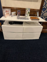 Modern Formica TV table with 4 drawers