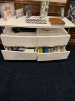 Modern Formica TV table with 4 drawers