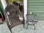 Wicker chair & small outdoor table