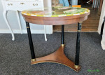 Ebonized French Empire Side End Accent Table with Painted Glass Top