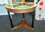 Ebonized French Empire Side End Accent Table with Painted Glass Top