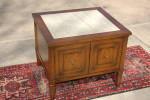 End table   26x23 solid wood travertine stone top