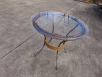 rattan and glass round dining table
