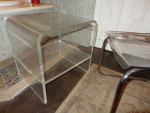 acrylic Lucite waterfall clear side end table heavy