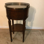 Maitland Smith Mahogany Round Drum Table Side Accent End Occasional