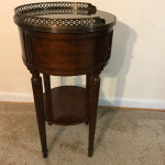 Maitland Smith Mahogany Round Drum Table Side Accent End Occasional