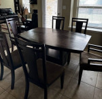 Classic Wood Dining Table Set with 6 Chairs