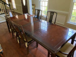 White Furniture Chinoiserie Dining Room Table and 6 Chairs
