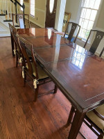 White Furniture Chinoiserie Dining Room Table and 6 Chairs