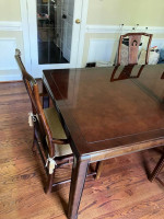 White Furniture Chinoiserie Dining Room Table and 6 Chairs
