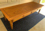 All Wood Rectangle Coffee/Media Table w/2 Drawers/Natural