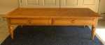 All Wood Rectangle Coffee/Media Table w/2 Drawers/Natural