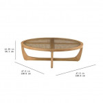 Rattan & solid wood coffee table with tempered glass top - NEW