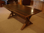 Farmhouse-Style Trestle Table, Solid Wood, Handcrafted
