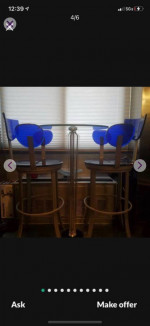 Acrylic Lucite clear with blue bar table and stool set