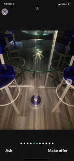 Acrylic Lucite clear with blue bar table and stool set