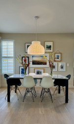 Dining Set: 6 Eames Chairs / 72” Room & Board Table - Marble / Steel